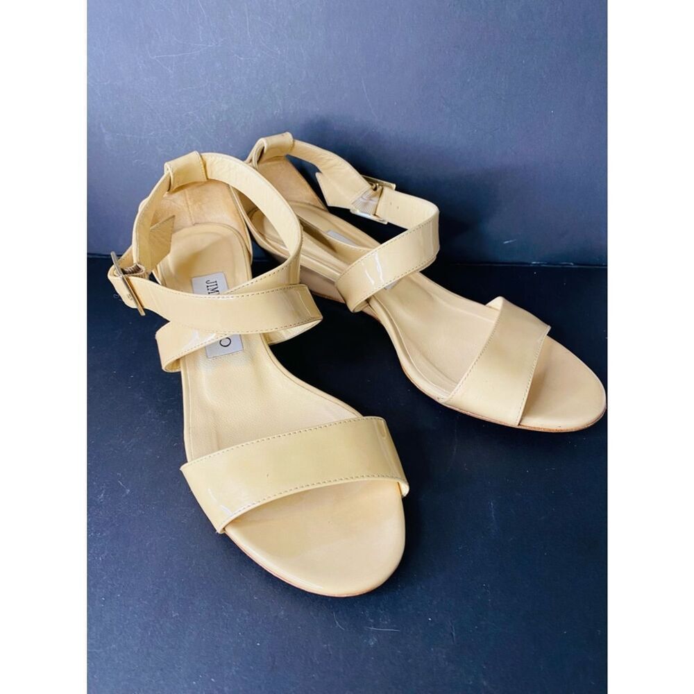 Jimmy Choo Tan Patent Leather Strappy Heels